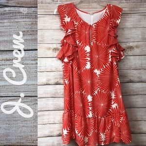 J Crew | Ruffle sleeve/hem dress w/ keyhole front